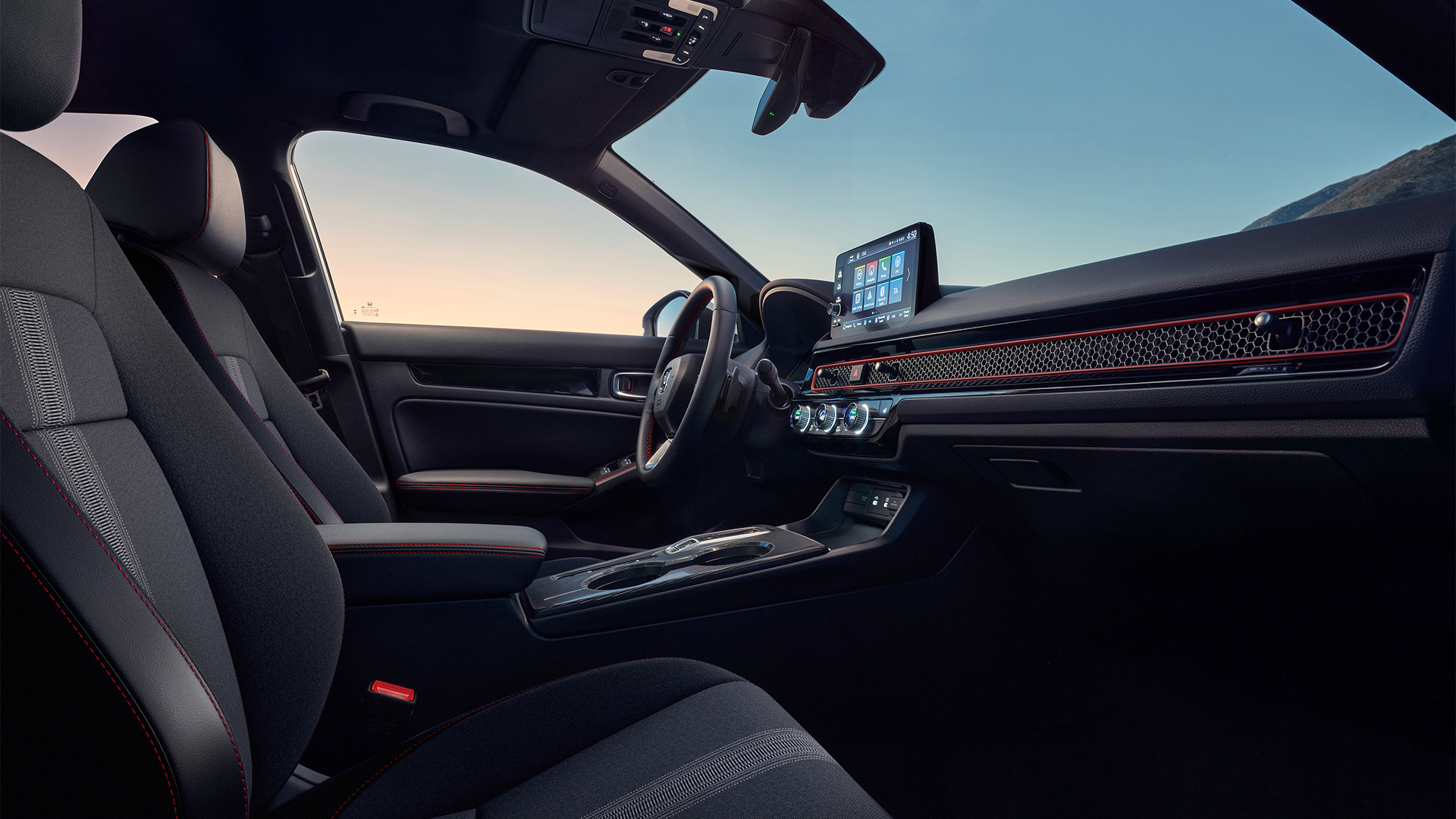 L'intérieur de la Honda Civic Hybrid.