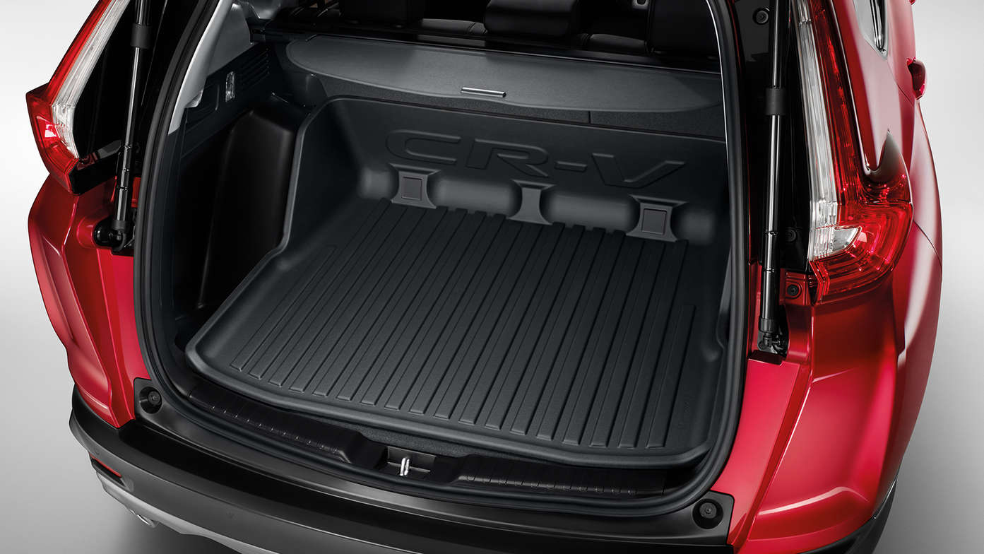 Vue arrière du bac de coffre ultrarésistant du Honda CR-V.