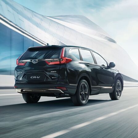 Vue de trois quarts arrière du Honda CR-V Hybrid Sportline