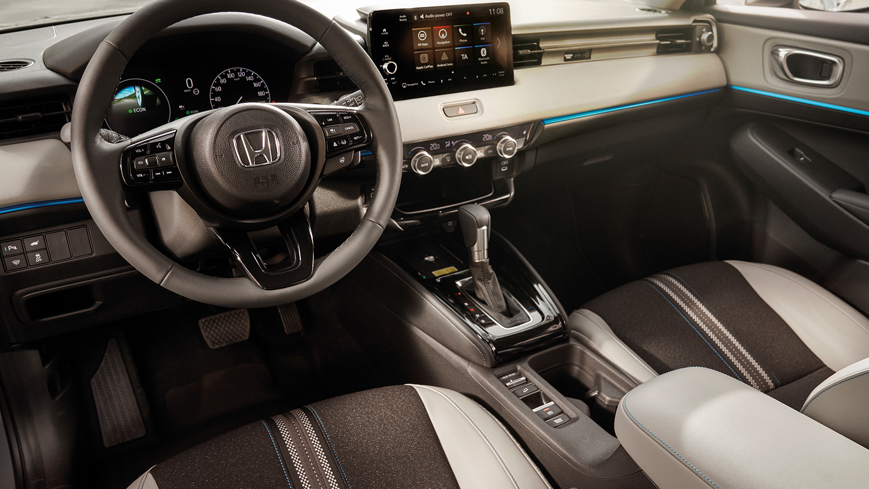 Intérieur du siège conducteur avant et du tableau de bord du HR-V. 