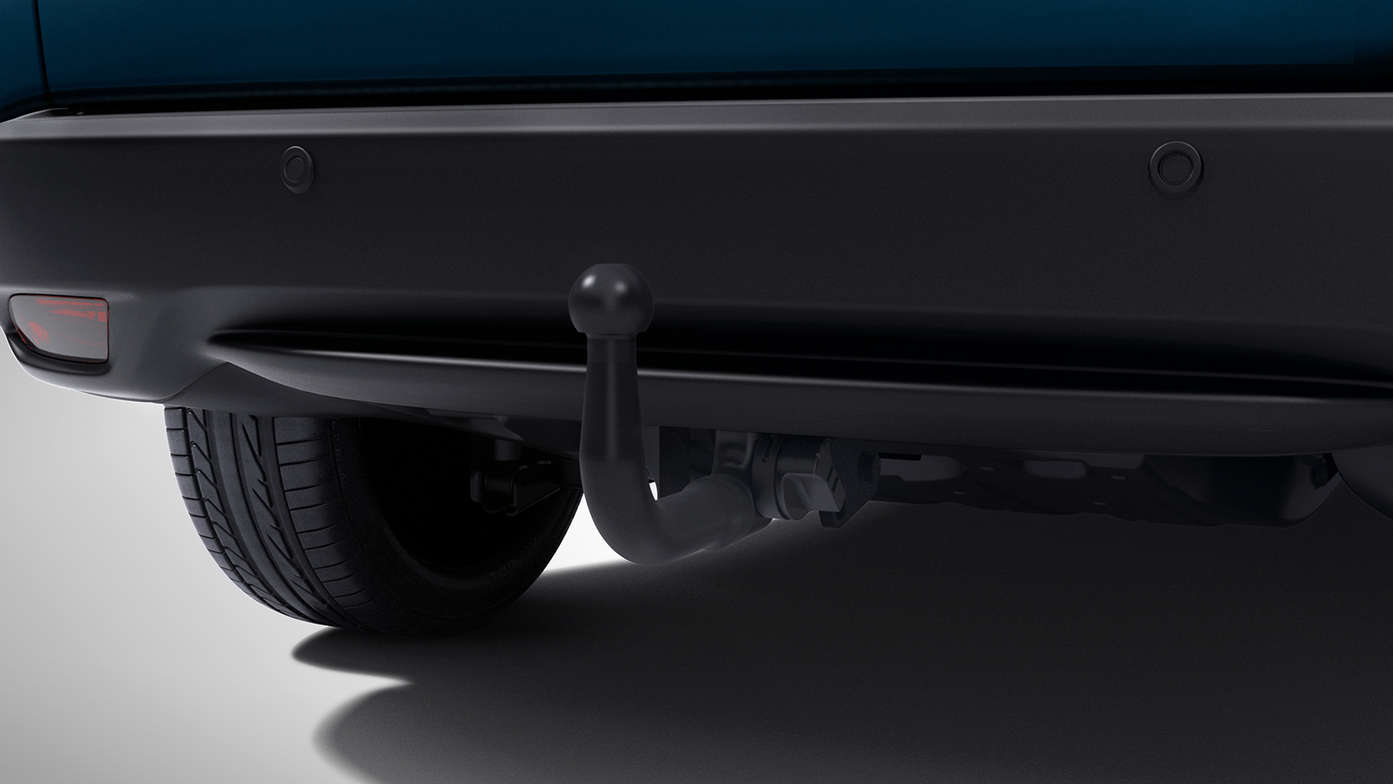 Vue arrière de l'attelage détachable du Honda HR-V avec faisceau 13 broches.