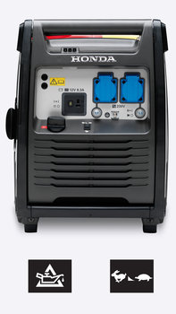 Vue de l'avant d'un groupe &eacute;lectrog&egrave;ne portable.