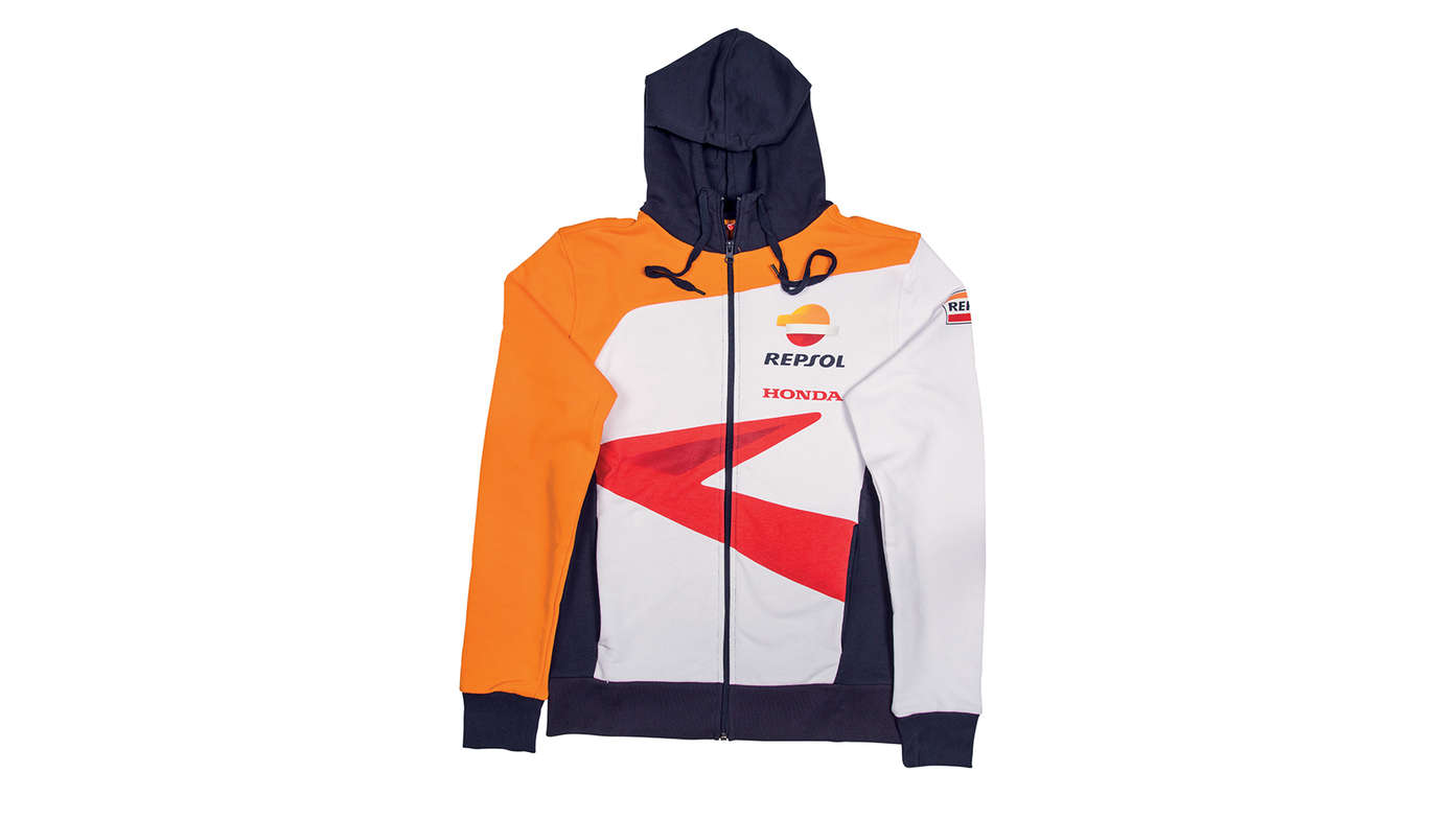 Sweat à capuche Honda aux couleurs de l’équipe MotoGP et logo Repsol.