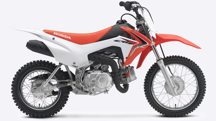 Vue latérale, côté droit de la CRF110F rouge