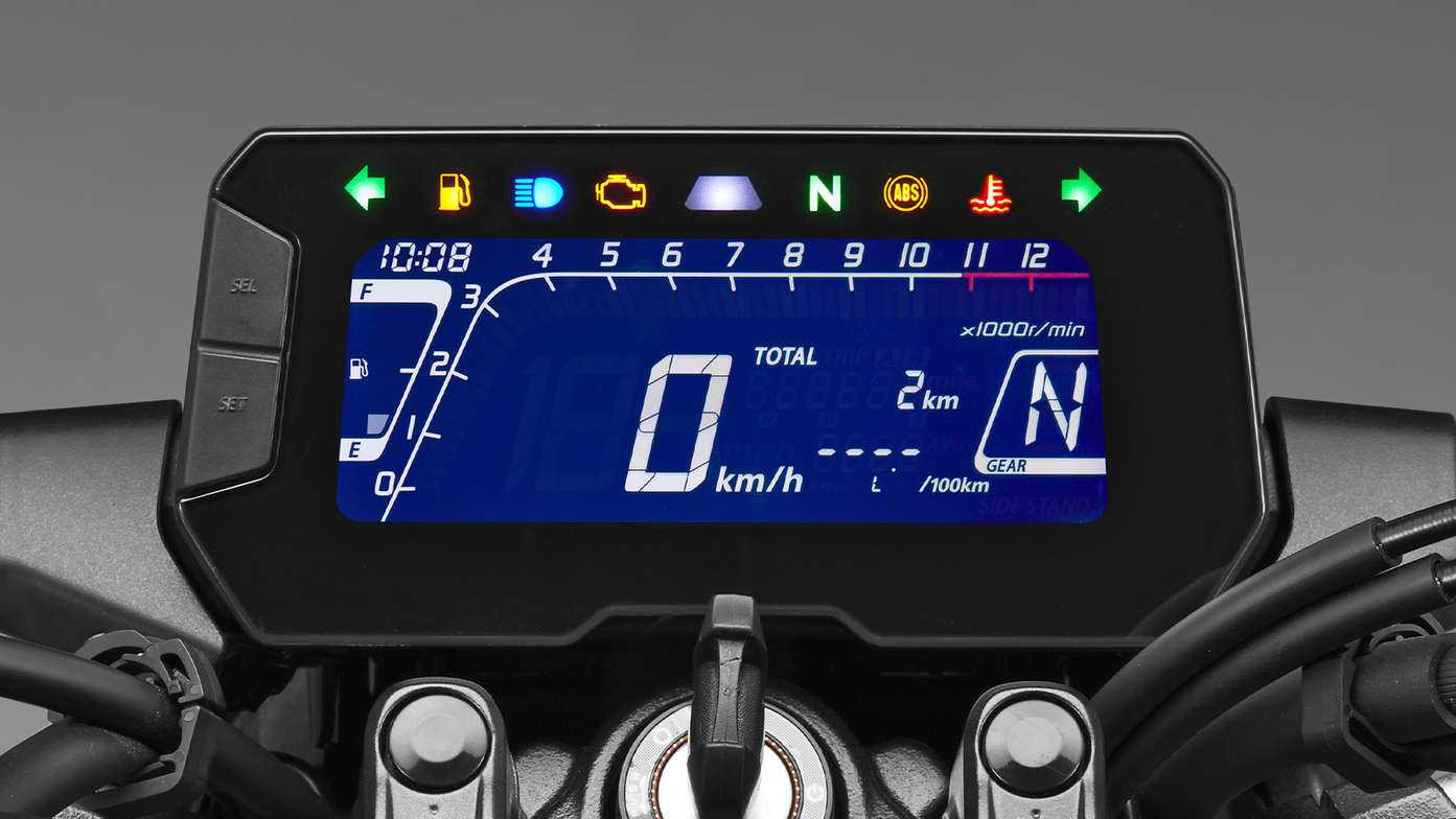 Honda CB125R, tableau de bord LCD sophistiqué et léger