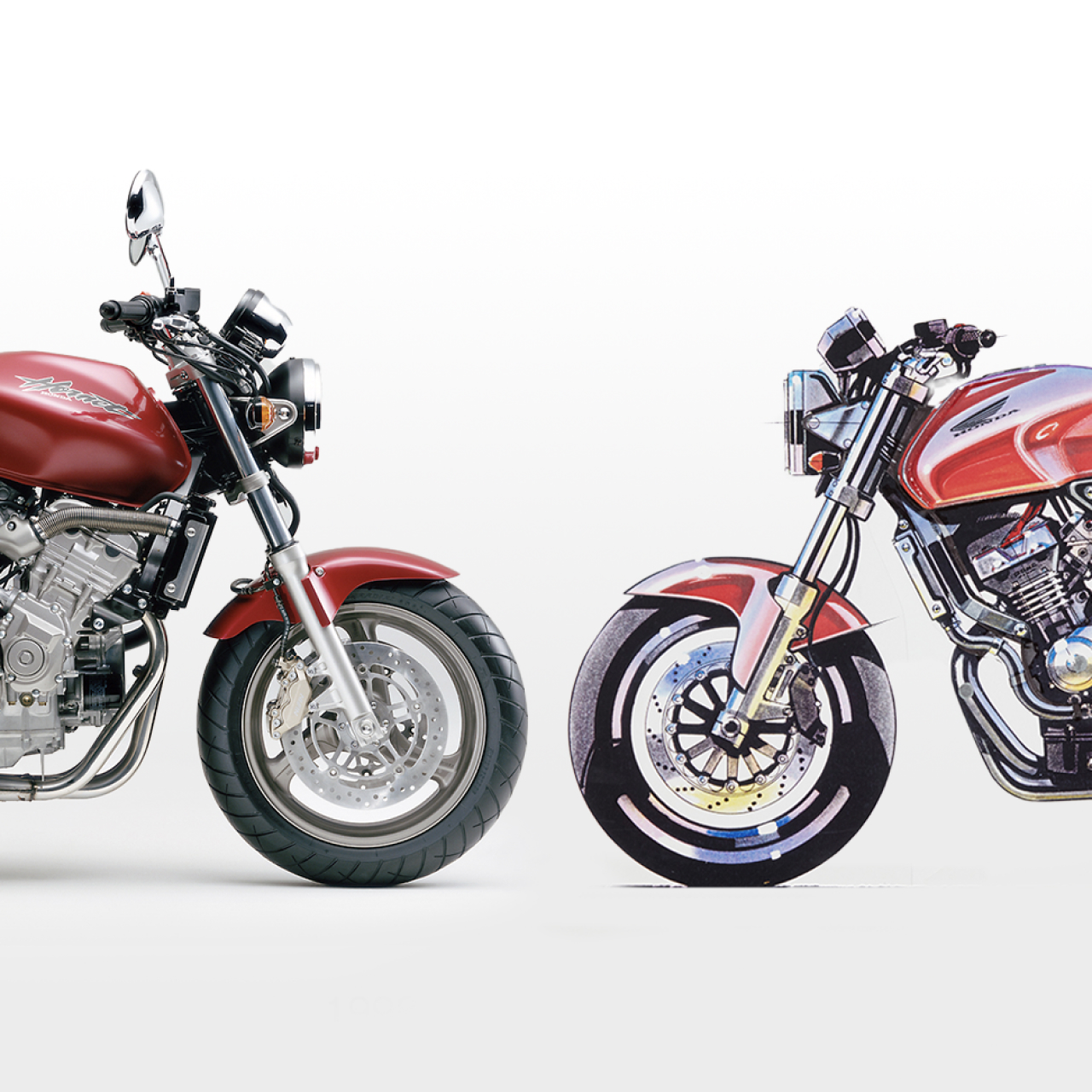 Deux Hornets Honda face à face.